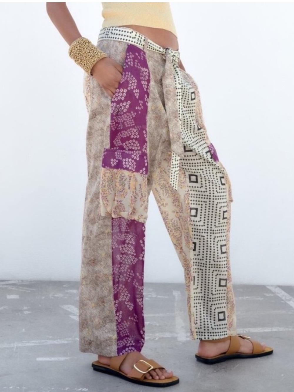 ZARAβPatchwork pantsβM Medium No belt